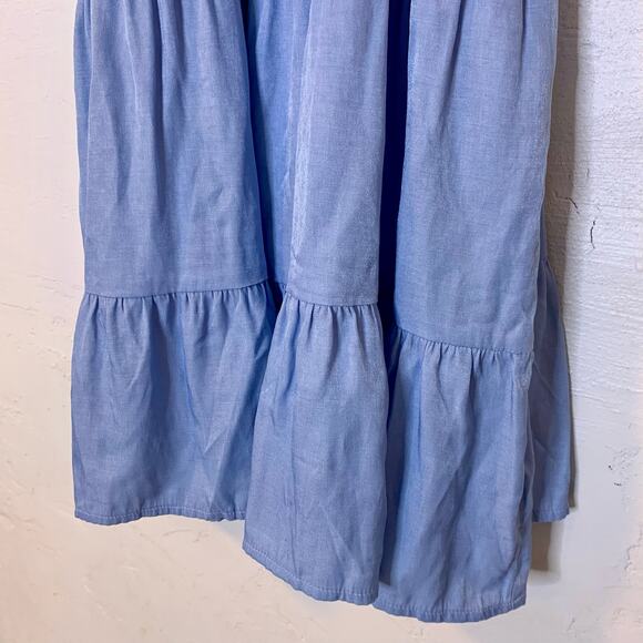 Cupshe Baby Blue Shimmer Tiered Smocked Dress size M - Picture 3 of 5